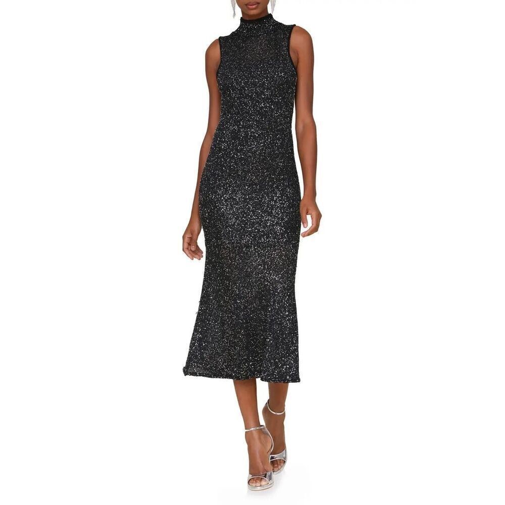 Avec Les Filles Sequin Sleeveless Knit Dress🔴